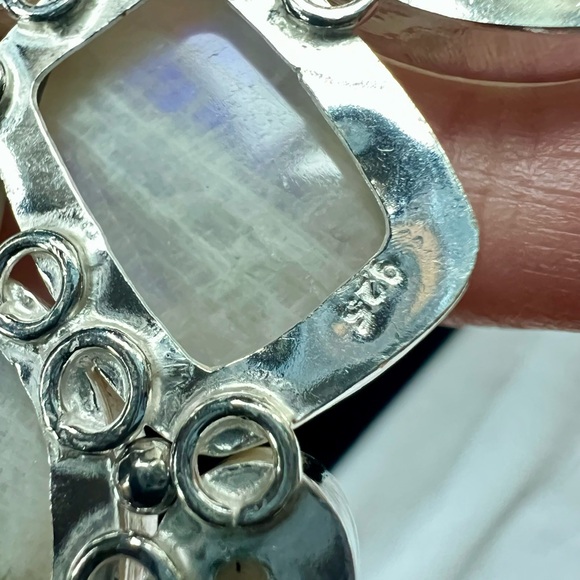 925 MOON GODDESS Rainbow Moonstone Collar Bib Necklace - Picture 12 of 16